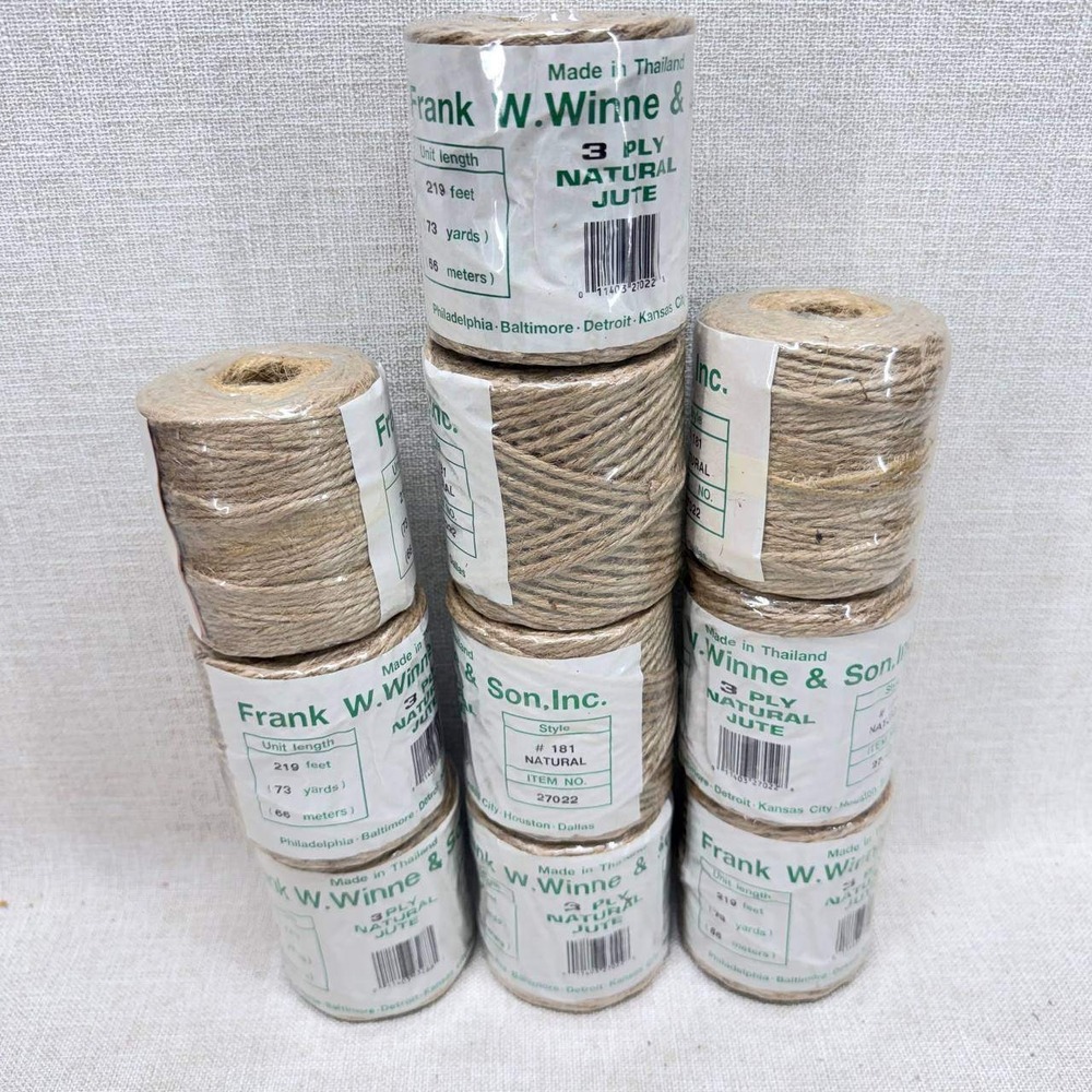 10 Pack Frank W Winne & Son 3 Ply Natural Jute Twine 219ft Spools Item 27022 New